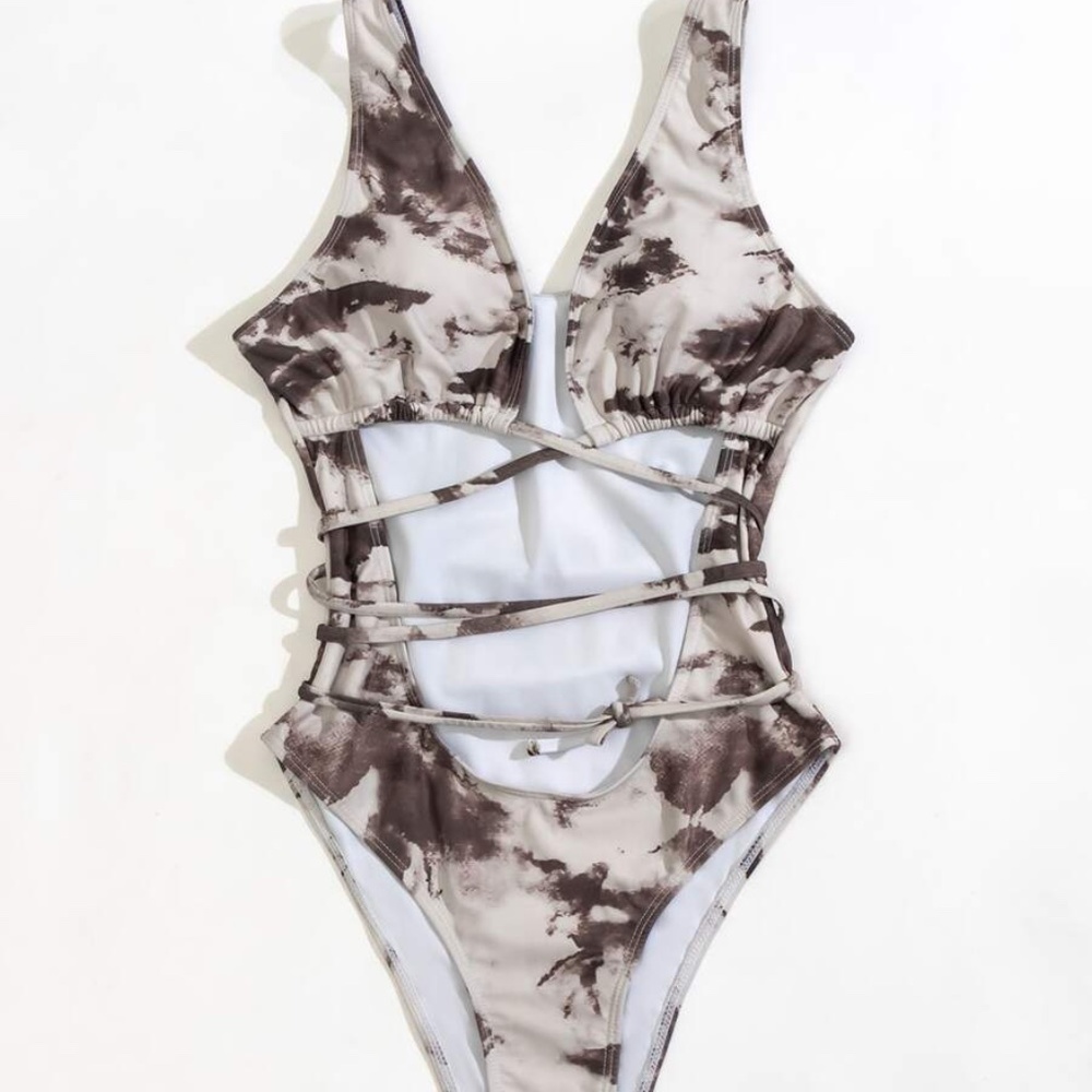 Boho Tie Dye Cut out Monokini One Piece Swim - Picture 3 of 4